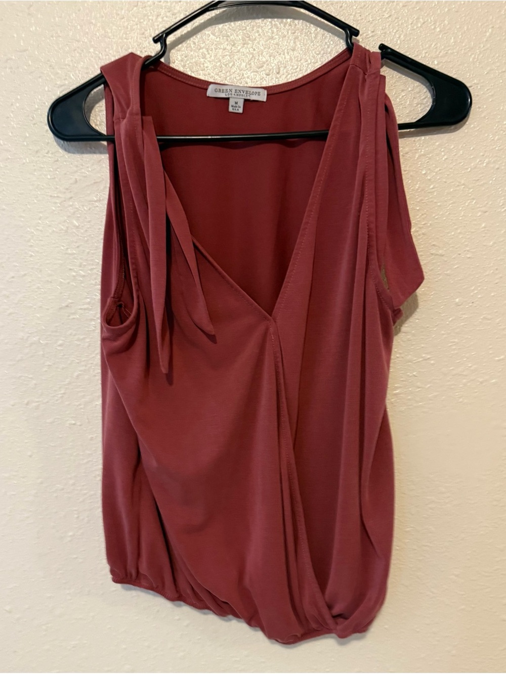 Green Envelope Women's Tie-Shoulder V-Neck Tank - Dusty Rose Mauve